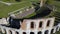 Gubbio. Drone aerial view of the ruins of the Roman theater