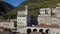 Gubbio. Drone aerial view of the ruins of the Roman theater