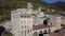 Gubbio. Drone aerial view of the ruins of the Roman theater
