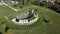 Gubbio, Italy. Drone aerial view of the ruins of the Roman theater