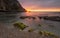 Gueirua beach at sunset. Asturias, Spain.