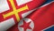 Guernsey and North Korea two flags textile cloth, fabric texture