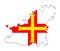 Guernsey Outline Silhouette Map With Inset Flag