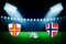 Guernsey Vs Norway Cricket Match Championship Background in 3D Rendered Abstract Stadium