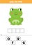 Guess the word. Cute cartoon frog. Educational matching game for kids