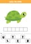 Guess the word. Cute cartoon turtle. Educational matching game for kids