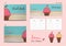 guest book Cover and inside page ice Cream Sweets desserts themes vector illustration, cute guest book, love ice cream