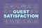 Guest satisfaction in hospitality industry word concepts purple banner