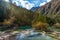 Guests Welcome Pond Amidst Autumn Splendor, Huanglong, China