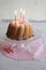 Gugelhupf with powdered sugar as birthday cake