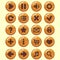 GUI wooden round buttons set. Game menu icons