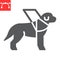 Guide dog glyph icon, disability and labrador, service dog sign vector graphics, editable stroke solid icon, eps 10