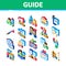 Guide Lead Traveler Isometric Icons Set Vector