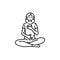Guided meditation black line icon.