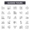 Guided tours line icons, signs, vector set, outline illustration concept