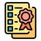 Guideline certificate icon color outline vector