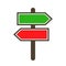 Guidepost and pointing wooden arrows index road signs - vector
