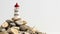 Guiding Light: Miniature Lighthouse on Stones