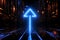 Guiding neon arrow A flashing blue icon points the way to the right