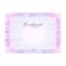 Guilloche official pink certificate with frame, horizontal