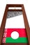 Guillotine with text sanction on white background. Isolated 3d illustration