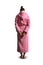 Guilty woman in pink dressing gown