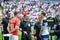 GUIMARAES, PORTUGAL - June 09, 2019: Granit Xhaka (L) and Harry Kane during the UEFA Nations League Finals match for third place