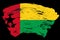 Guinea bissau flag on distressed black stroke brush background