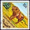 GUINEA - CIRCA 1975: A stamp printed in Guinea from the `Wild Animals` issue shows a Lion Panthera leo, circa 1975.