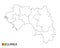 Guinea map, black and white detailed outline regions of the country