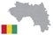 Guinea map with flag.