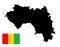 Guinea map silhouette and flag.