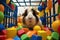 guinea pig inside a playpen, not climbing the walls