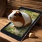 A guinea pig navigating a digital treasure map on a tablet to find hidden treats3