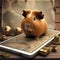 A guinea pig navigating a digital treasure map on a tablet to find hidden treats4