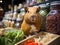 Guinea pig shopping in mini supermarket