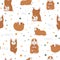 Guinea pig yoga poses and exercises. Cute cartoon seamless pattern