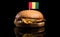 Guinean flag on top of hamburger on black