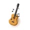 Guitar 3d illustration with notes, classic volume shape