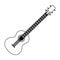 Guitar acoustic icon cartoon in black and white