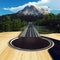 Guitar as a highway in the forest leading to a mountain.