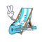 With guitar beach chair mascot cartoon