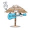 With guitar beach shelter under the umbrella cartoon