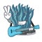 With guitar blue seaweed cartoon under sea water