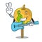 With guitar candy apple mascot cartoon