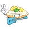 With guitar cartoon piece of yummy lemon meringue pie