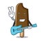 With guitar chocolate ice cream mascot cartoon