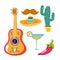 guitar cocktail hat mustache cactus chili pepper celebration viva mexico