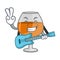 With guitar cognac ballon glass mascot cartoon