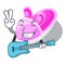 With guitar cute baby shoes in shape cartoon